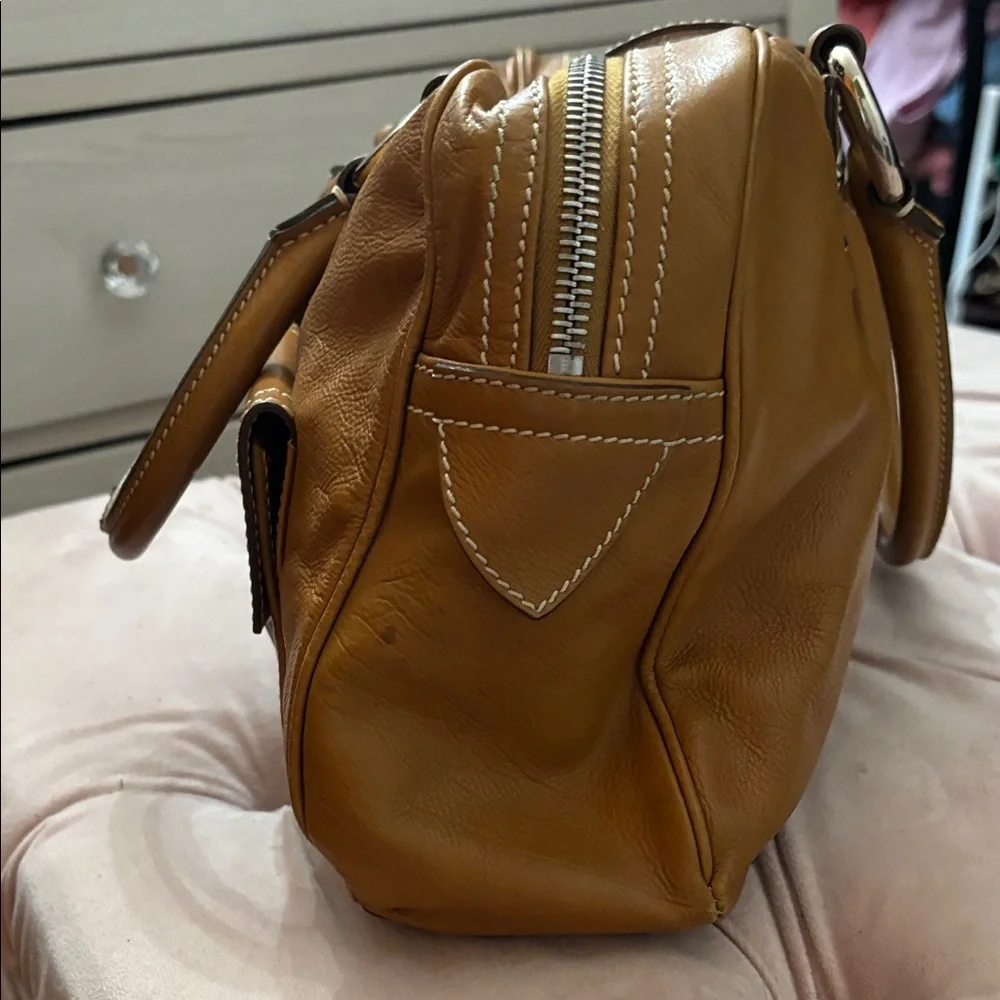 Marc Jacobs Camel color Leather Satchel with Silver Accents - Picture 3 of 12